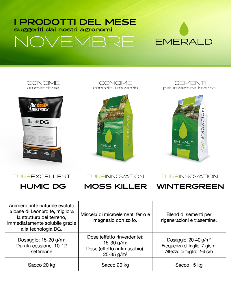 PRODOTTI EMERALD CONSIGLIATI PER IL MESE DI NOVEMBRE