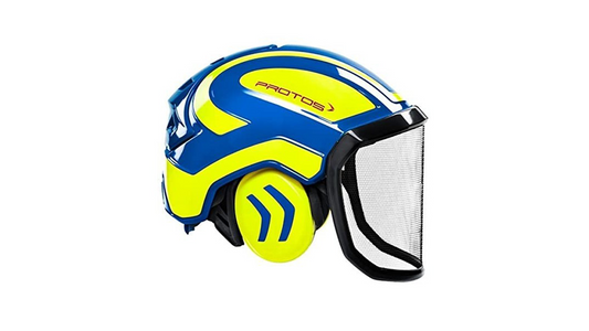 Casco PFANNER Protos Integral Forest senza sottogola Blu e Giallo