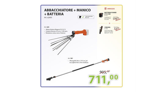 KIT ABBACCHIATORE + BATTERIA + MANICO TELESCOPICO