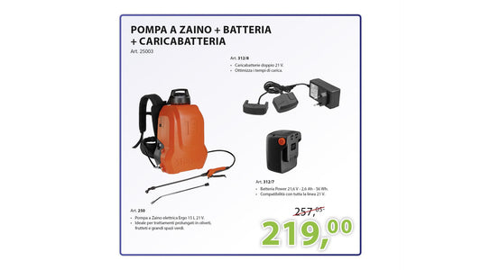 KIT POMPA A ZAINO + BATTERIA + CARICABATTERIA