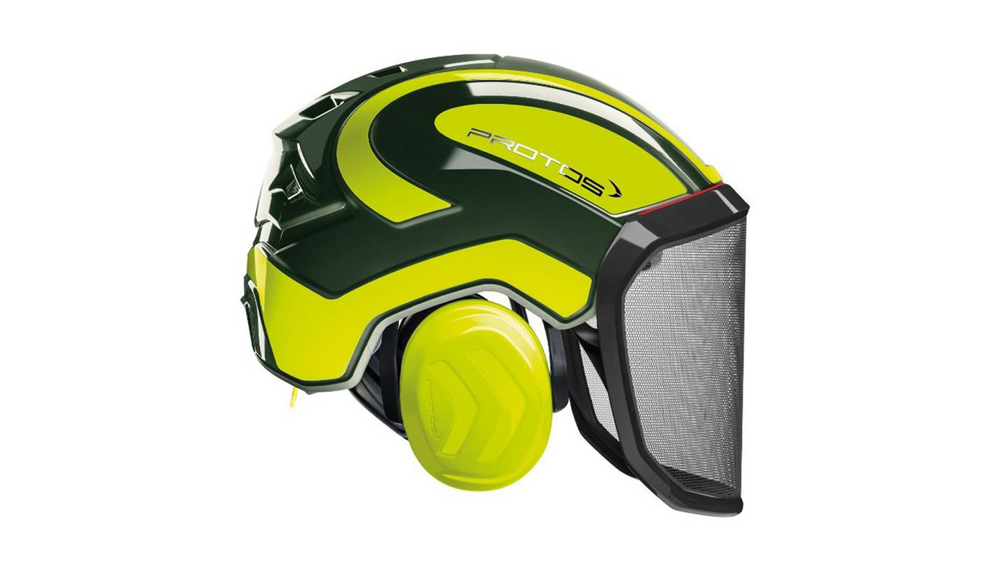 Casco PFANNER Protos Integral Forest senza sottogola Verde Oliva e Giallo
