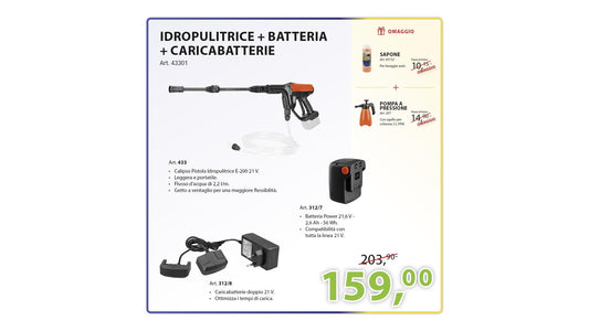KIT IDROPULITRICE + BATTERIA + CARICABATTERIE