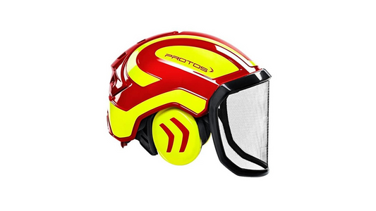 Casco PFANNER Protos Integral Forest senza sottogola Giallo e Rosso