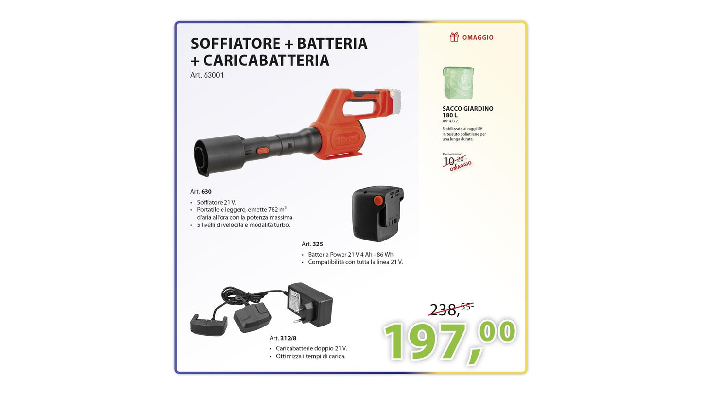 KIT SOFFIATORE + BATTERIA + CARICABATTERIA