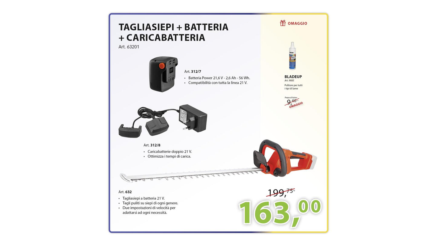 KIT TAGLIASIEPI + BATTERIA + CARICABATTERIA