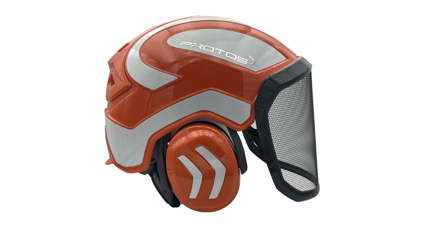 Casco PFANNER Protos Integral Forest senza sottogola Bianco weiss reflex e Arancione